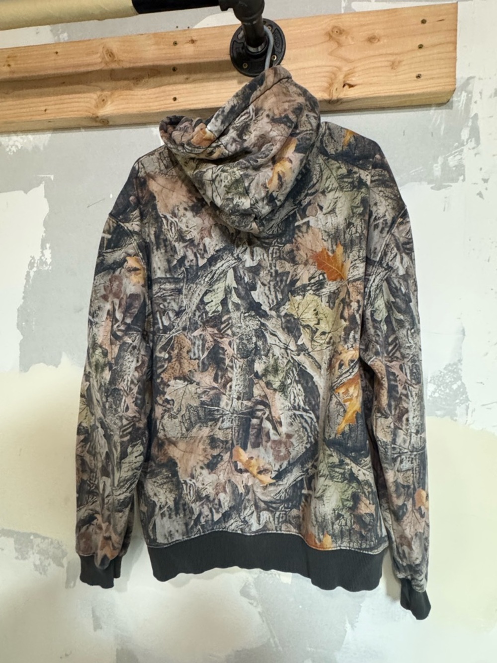 Camo Hooded Pullover Sweatshirt - Multicolor Leaf Print